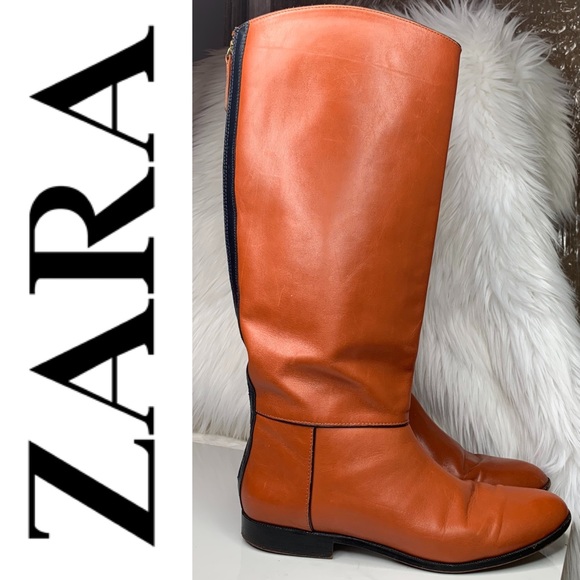 Zara Shoes - PreOwned Zara Basic Burnt Orange Riding Boots